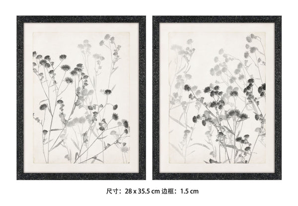 11"Lx14-1/5"H Wood/MDF/Glass Wall Decor,w/Botanicals 2 styles  (28x36cm）