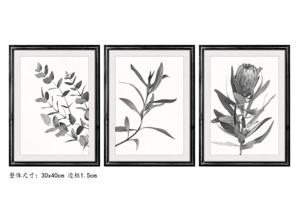 11-7/8"Lx15-3/4"H Wood/MDF/Glass Wall Decor,w/Botanicals 3 styles (30x40cm）