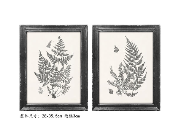 11"Lx14-1/4"H Wood/MDF/Glass Wall Decor,w/Fern Fronts 2 styles (28x35.5cm）