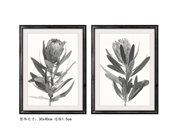 11"Lx14-1/4"H Wood/MDF/Glass Wall Decor,w/Botanicals 2 styles  (28x36cm）