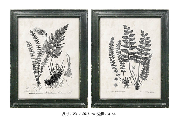 11"Lx14-1/4"H Wood/MDF/Glass Wall Decor,w/Botanicals 2 styles  (28x36cm）